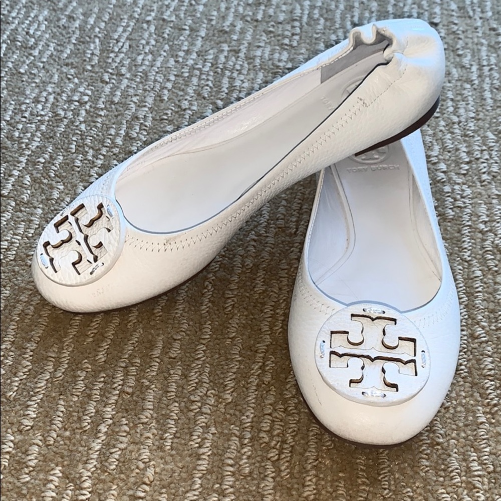 White Tory Burch Flats